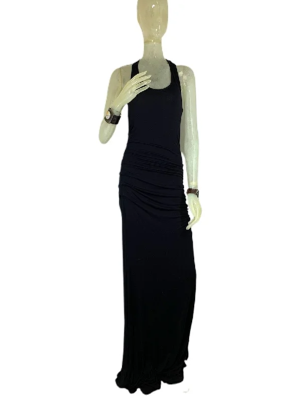 E-Motions Ruched Side Maxi Dress Black Cozy Open-Back Maxi Dress