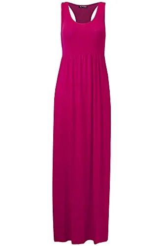 Fashion Star Womens Ladies Pockets Jersey Long Vest Sleeveless Racer Muscle Back Maxi Dress Classic A-Line Maxi Dress