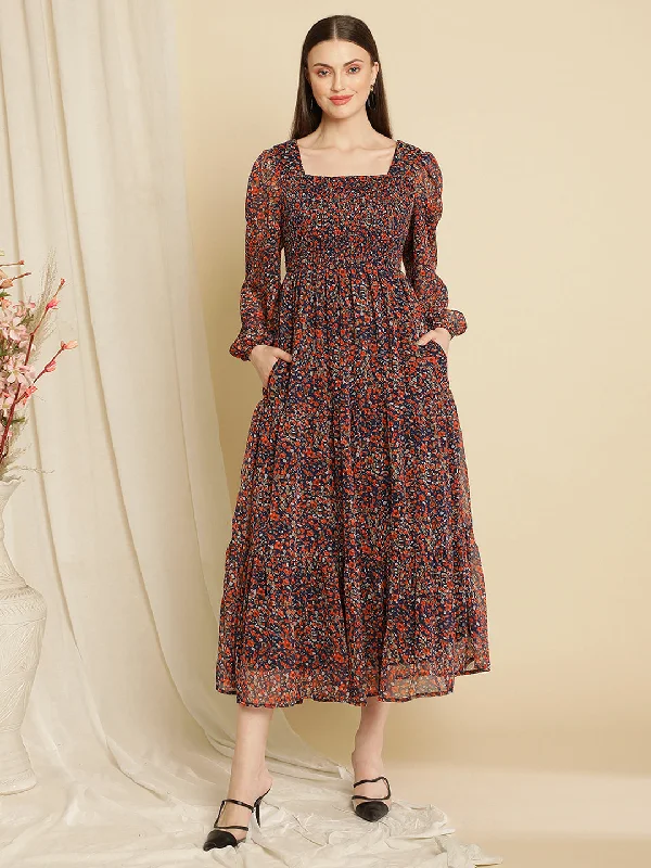 Feeding Maxi Dress Comfortable Ruffle Hem Maxi Dress
