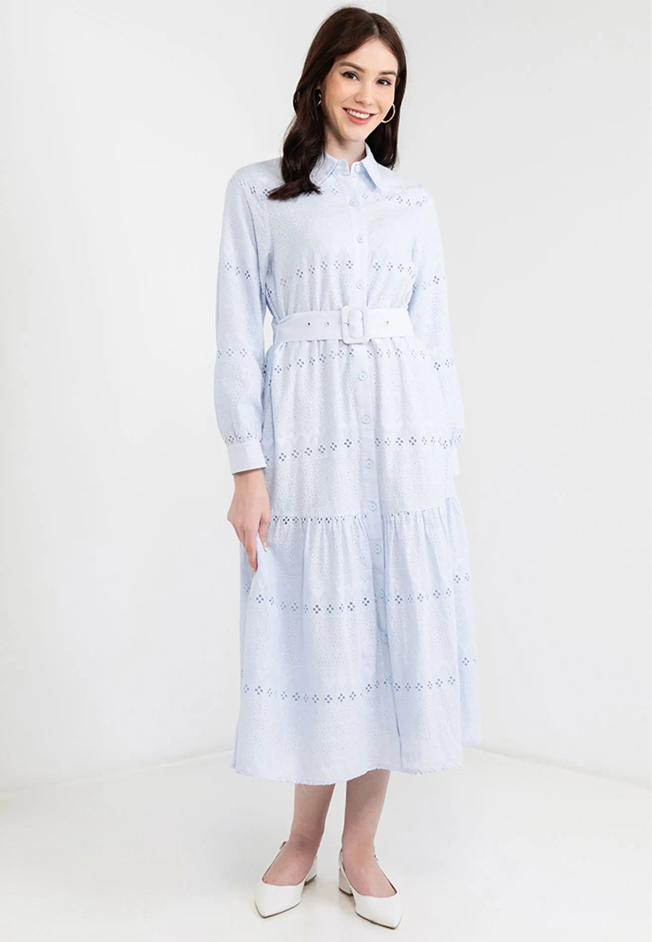 Geometric Print Lace Belted Maxi Dress Trendy Fit-and-Flare Maxi Dress