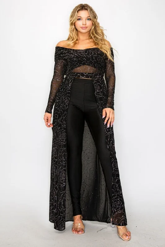 Plus Mesh Glitter See-through -cross Shoulder Wrap Maxi Dress Comfortable T-Shirt Maxi Dress