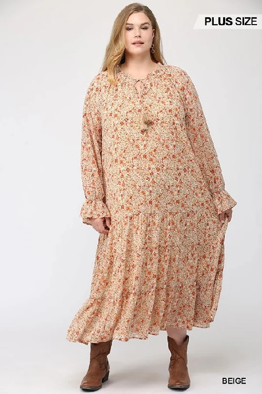 Floral Chiffon Tassel Tie Ruffled Maxi Dress With Full Lining Classic Solid Maxi Dress Floral Chiffon Tassel Tie Ruffled Maxi Dress With Full Lining Classic Solid Maxi Dress
