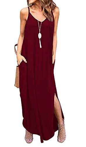 GRECERELLE Womens Summer Casual Loose Dress Beach Cover Up Long Cami Maxi Dresses with Pocket Classic V-Neck Maxi Dress GRECERELLE Womens Summer Casual Loose Dress Beach Cover Up Long Cami Maxi Dresses with Pocket Classic V-Neck Maxi Dress
