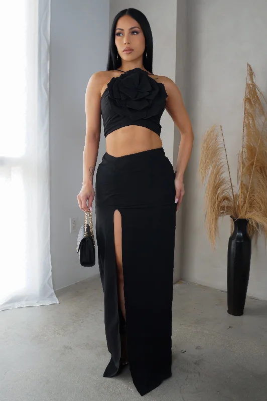 Hey Lover Maxi Dress - Black Comfortable Maxi Dress with Belt