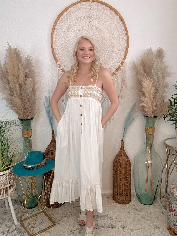 In Your Dreams Crochet Maxi Dress Trendy Maxi Dress with Lace
