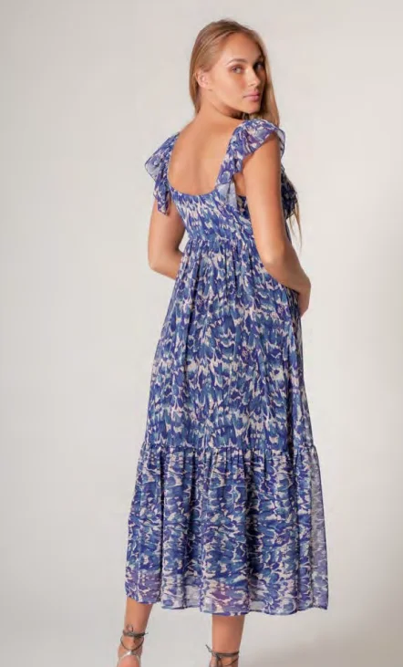 Lavender Brown Navy Blue Floral Maxi Dress Comfortable Satin Maxi Dress