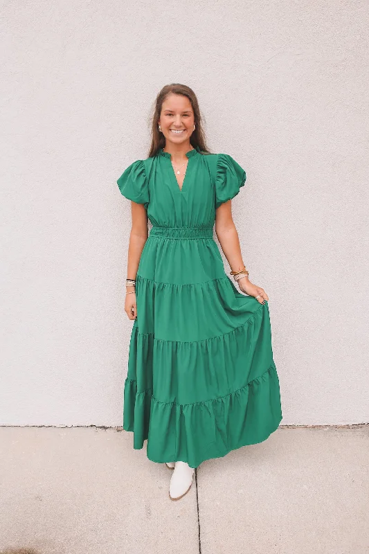 Mckenzy Maxi Dress - Green Fashionable Layered Maxi Dress