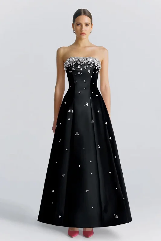 Moonlit Jewel Embellished Strapless Maxi Dress Chic Boho Print Maxi Dress