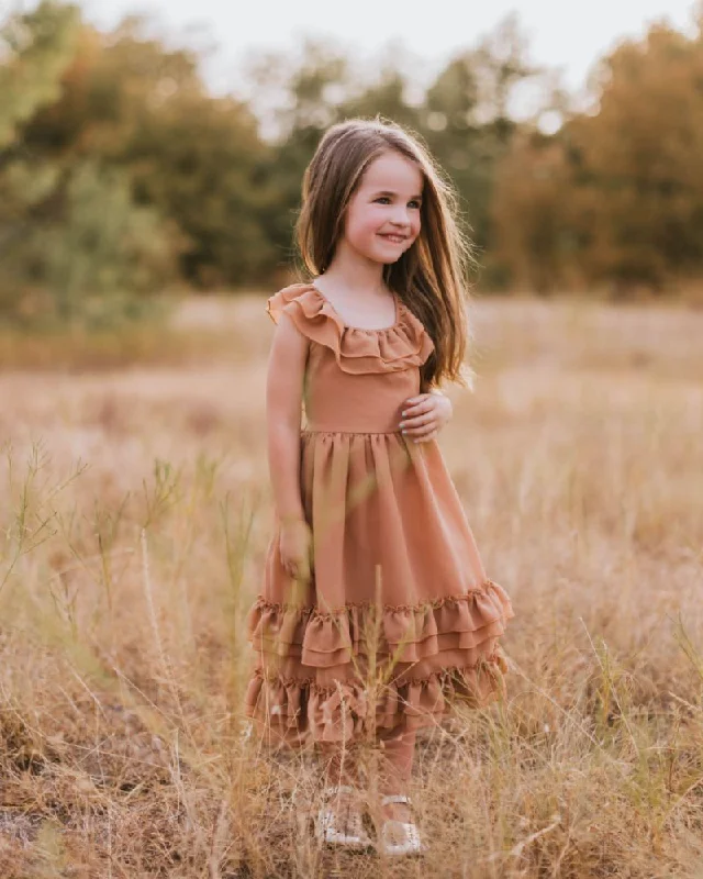 Nellie Ruffle Maxi Dress - Mocha Elegant Maxi Dress with Ruffles