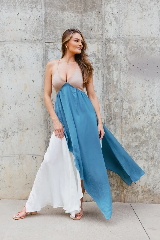 Neutral Moment Maxi Dress Classic V-Neck Maxi Dress