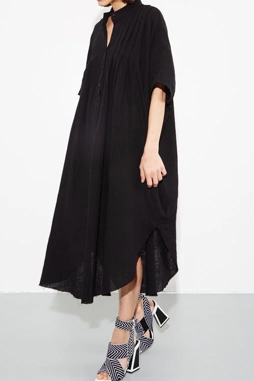OAK Pintuck Maxi Dress - Black Classic Black Maxi Dress