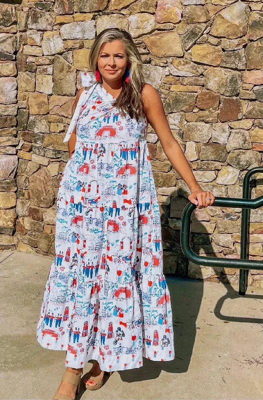 Ole Miss Toile Maxi Dress Trendy V-Neck Maxi Dress