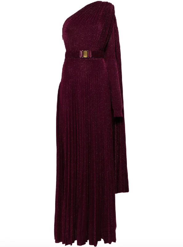 one-shoulder burgundy maxi dress Stylish Longline Maxi Dress