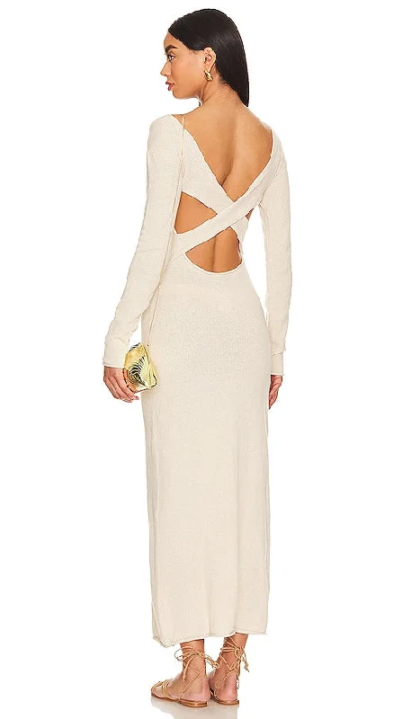 onia Crochet Knit Maxi Dress in Beige Elegant Maxi Dress with Ruffles