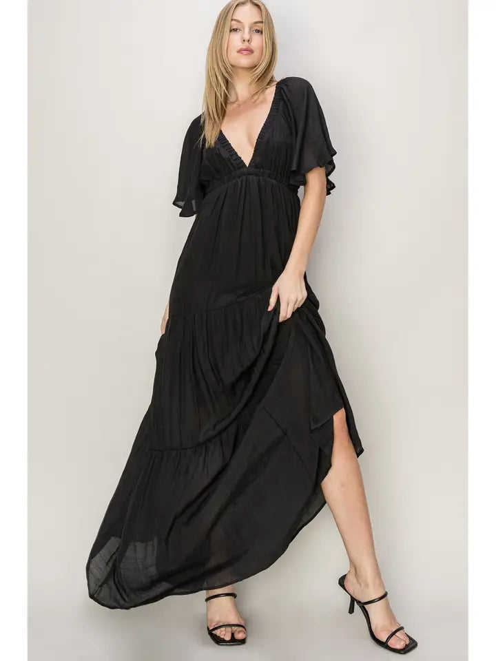 Open Back Tiered Maxi Dress Stylish Boho Maxi Dress
