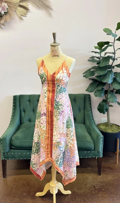 Orange Multi Abstract Floral Maxi Dress Trendy Satin Maxi Dress