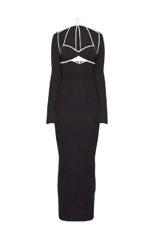 Palm Maxi Dress - Black Fashionable Layered Maxi Dress