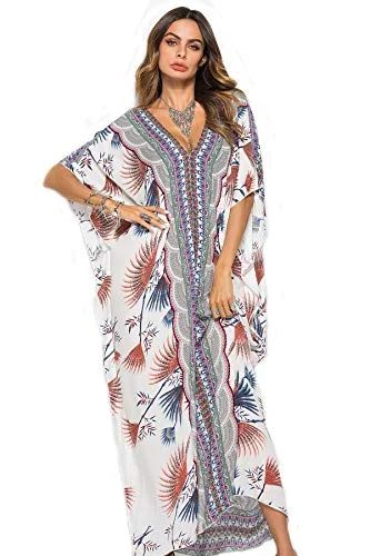 PHLCEhot Women Long Tunic Dress Kaftan Maxi Dress Batwing 3/4 Sleeve Plus Size Summer Dress Cozy Spaghetti Strap Maxi Dress PHLCEhot Women Long Tunic Dress Kaftan Maxi Dress Batwing 3/4 Sleeve Plus Size Summer Dress Cozy Spaghetti Strap Maxi Dress