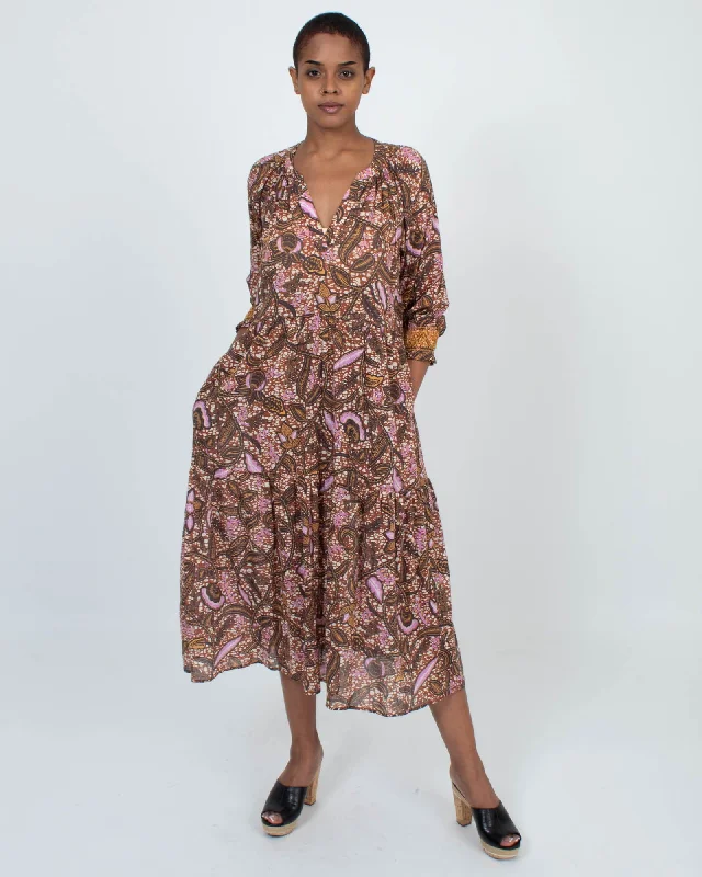 Printed Maxi Dress Fashionable Open-Back Maxi Dress