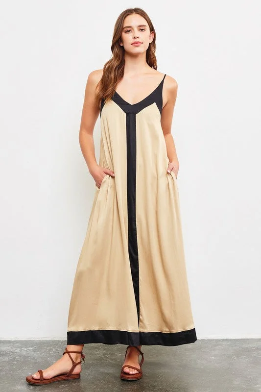 Sammi Color Block Maxi Dress Fashionable Sleeveless Maxi Dress