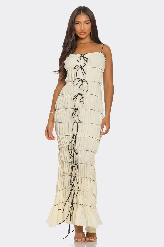 Spaghetti Strap Layered Ruched Maxi Dress Trendy Floral Print Maxi Dress