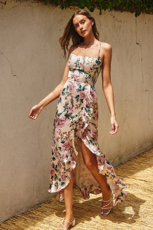 Statement Maker Low Back High Slit Maxi Dress Elegant Maxi Dress with Slit