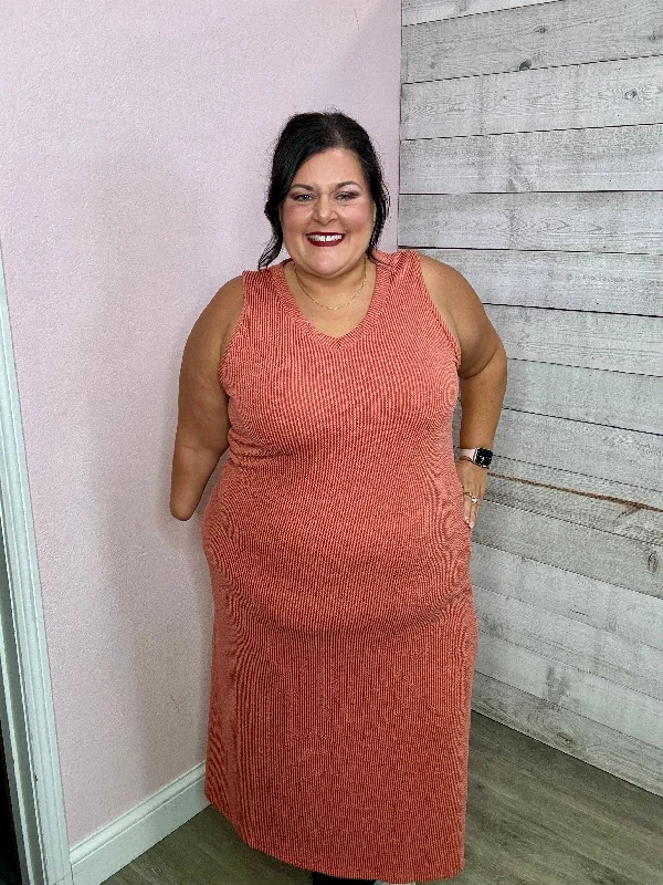 "Summer Sunrise" Ribbed Maxi Dress Trendy Maxi Dress with Lace