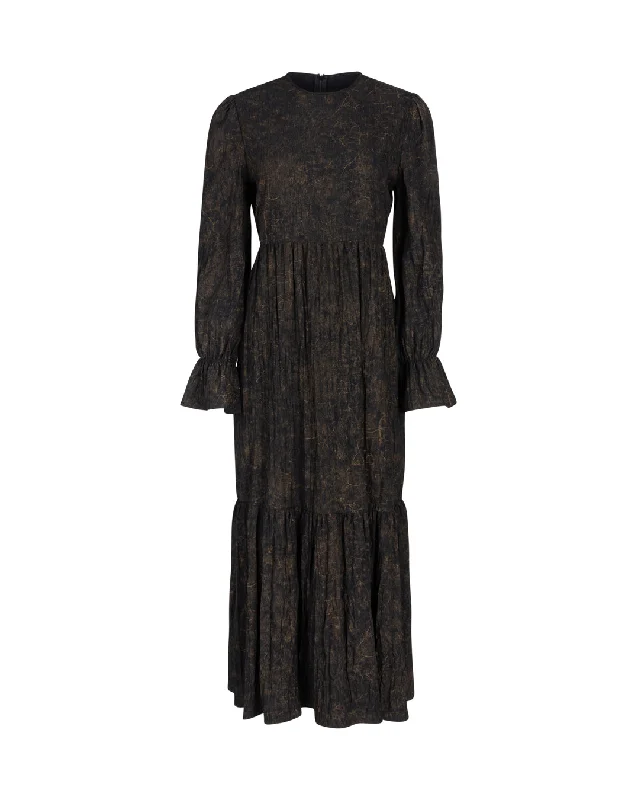 Tiered Print Maxi Dress Classic Black Maxi Dress