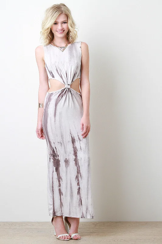 Knotted Tie Dye Maxi Dress Comfortable Cotton Maxi Dress