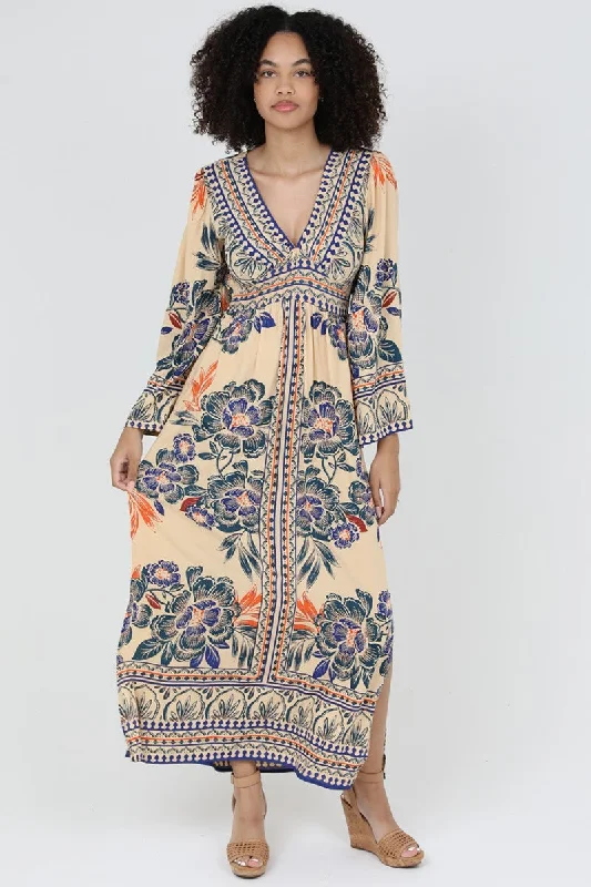 SALE V-neck Flare Sleeve Maxi Dress Elegant Lace-Up Maxi Dress