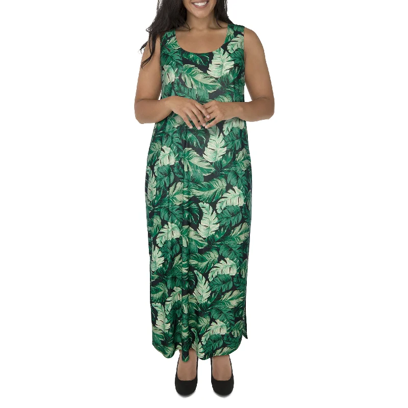 Women's Plus Long Printed Maxi Dress Trendy Ruffled Maxi Dress