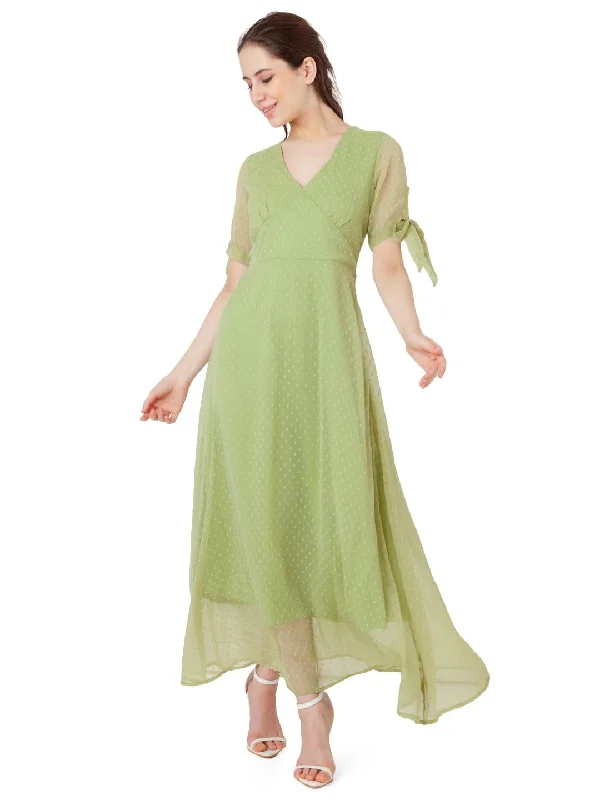 Zink London Women's Green Solid A-Line Maxi Dress Fashionable Asymmetrical Maxi Dress Zink London Women's Green Solid A-Line Maxi Dress Fashionable Asymmetrical Maxi Dress