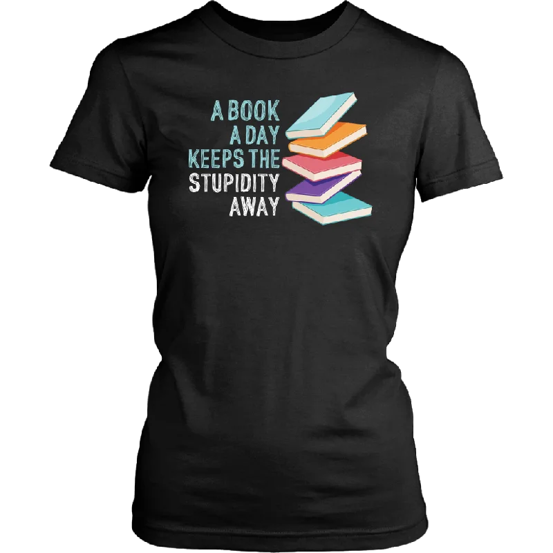 "A Book A Day" Women's Fitted T-shirt Striped Floral Plaid