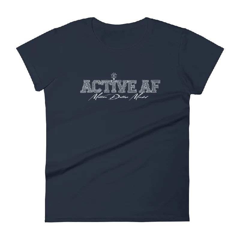 Active AF College Women's Short-Sleeve T-Shirt Hooded Caped Shawl Collar