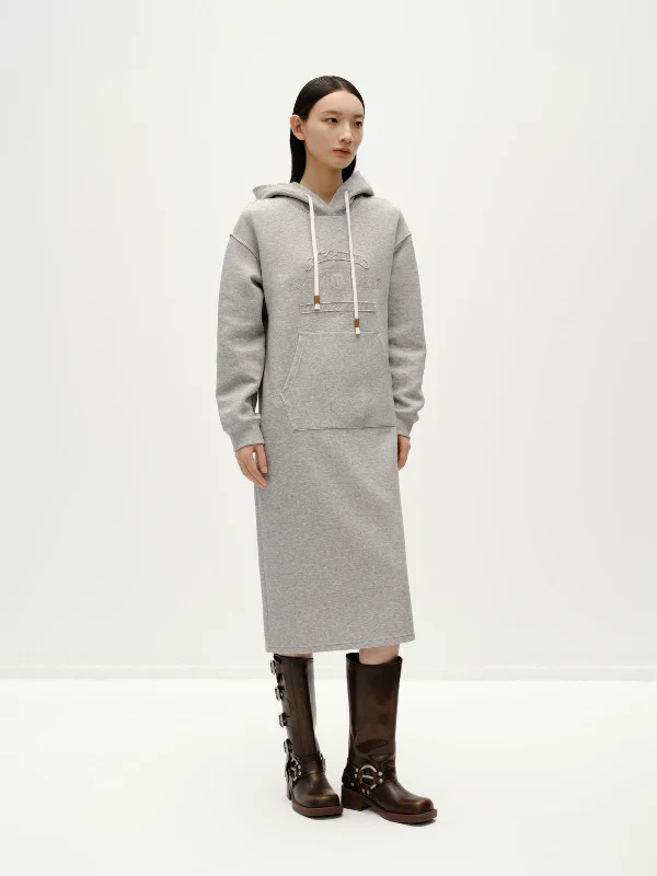Air Layer Sweatshirt Dress Welt Pockets Slit Pockets Flap Pockets