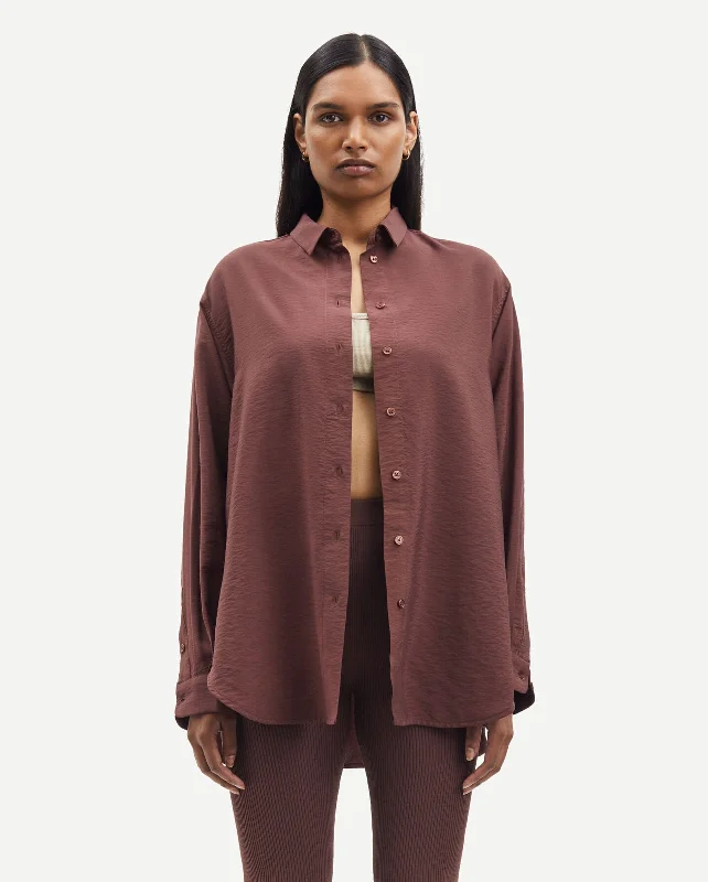 ALFRIDA SHIRT 14639 / BROWN STONE Striped Floral Plaid