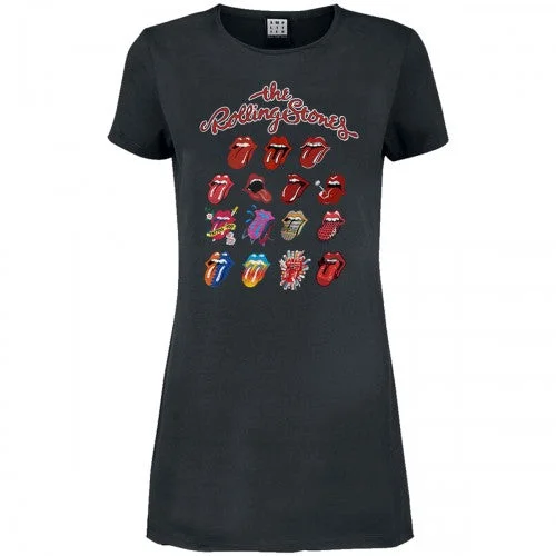 Amplified Womens/Ladies Evolution The Rolling Stones T-Shirt Dress Oversized T-Shirt Spandex breathable