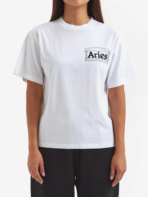 Aries Temple Short Sleeve T-Shirt W - White Striped Floral Plaid