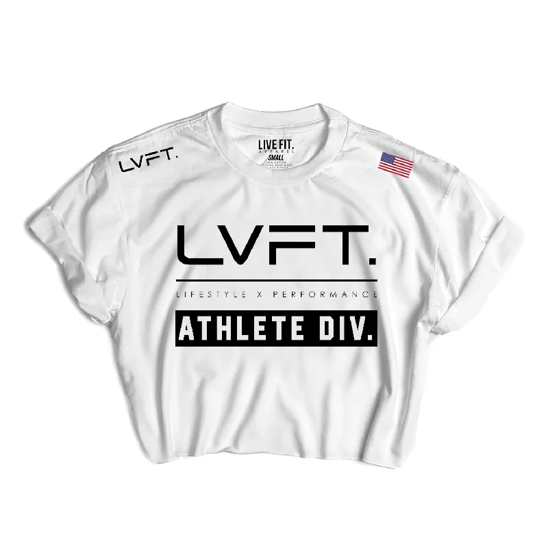 Athlete Division Crop Tee - White Embroidered Appliqued Beaded