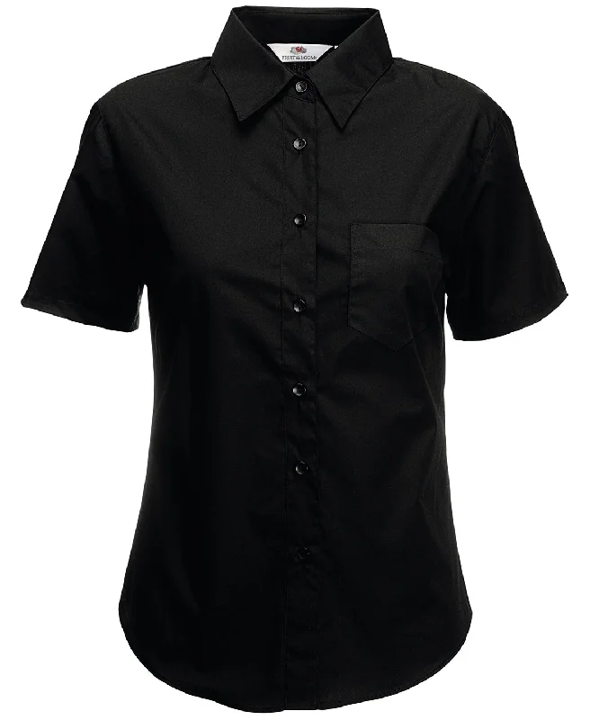 Black - Ladyfit poplin short sleeve shirt Cashmere Blend Cotton Blend Poly Blend