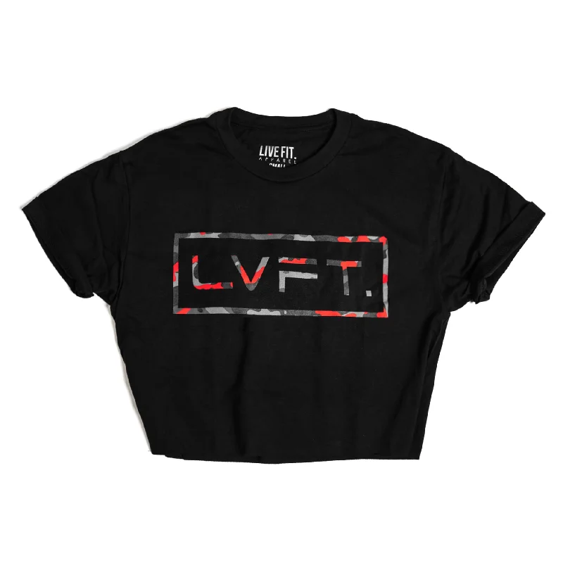 Box Logo Tee - Red Camo Knit Fabric Woven Fabric Fleece Fabric