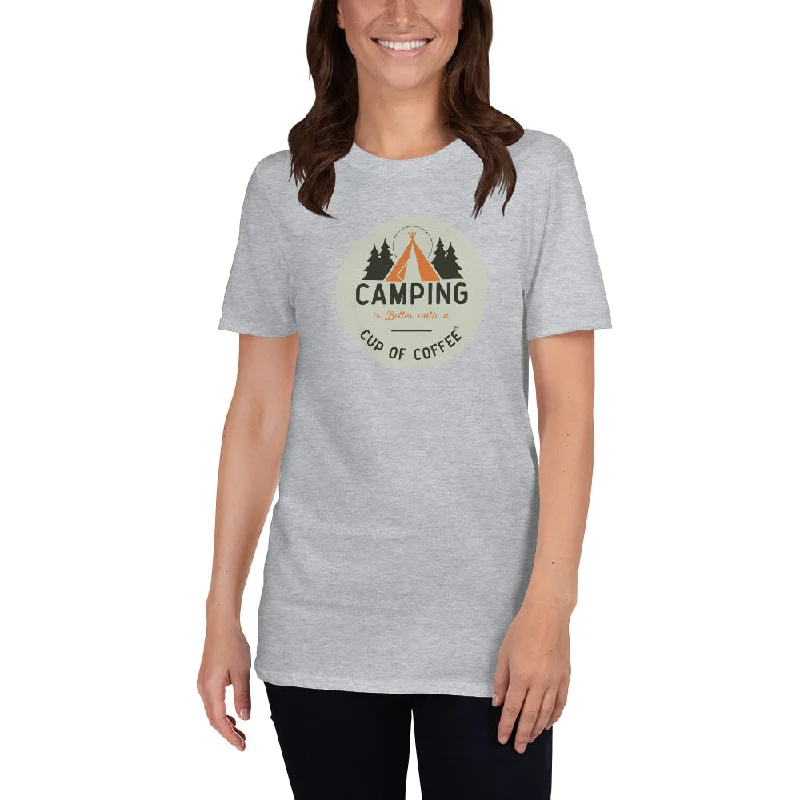 Camping is Better with a Cup of Coffee Women's Basic T-Shirt Knit Fabric Woven Fabric Fleece Fabric Camping is Better with a Cup of Coffee Women's Basic T-Shirt Knit Fabric Woven Fabric Fleece Fabric