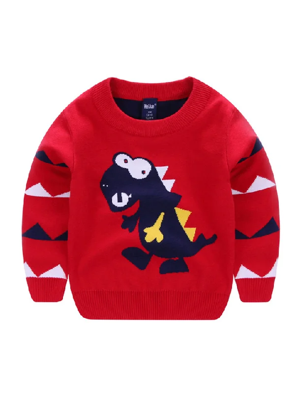 hoombox Cartoon Dinosaur Boys' T-Shirt Warm Sweater Silk Blend Satin Velvet