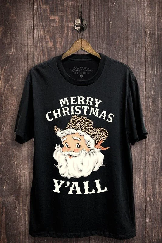 Christmas Leopard Santa Tee Houndstooth Herringbone Solid