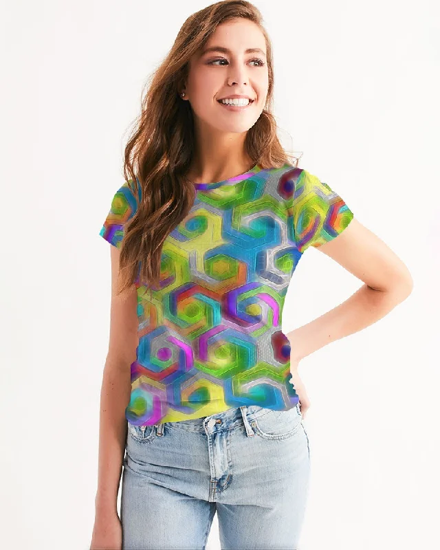 Colorful Hexagons Women's Tee Terry Blend Velvet Blend Canvas Blend