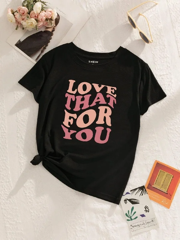 Womens Round Neck Printed Black T.shirts Elasticated Padded Insulated