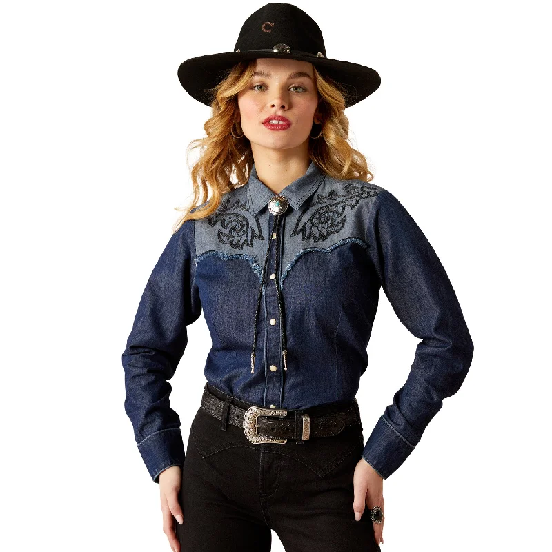 Ariat Women's Denim 2nd Fiddle Shirt Graphic T-Shirt Round Neck Polyester