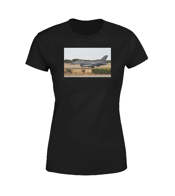 Fighting Falcon F16 From Side Designed Women T-Shirts Collared Crew Neck Turtle Neck