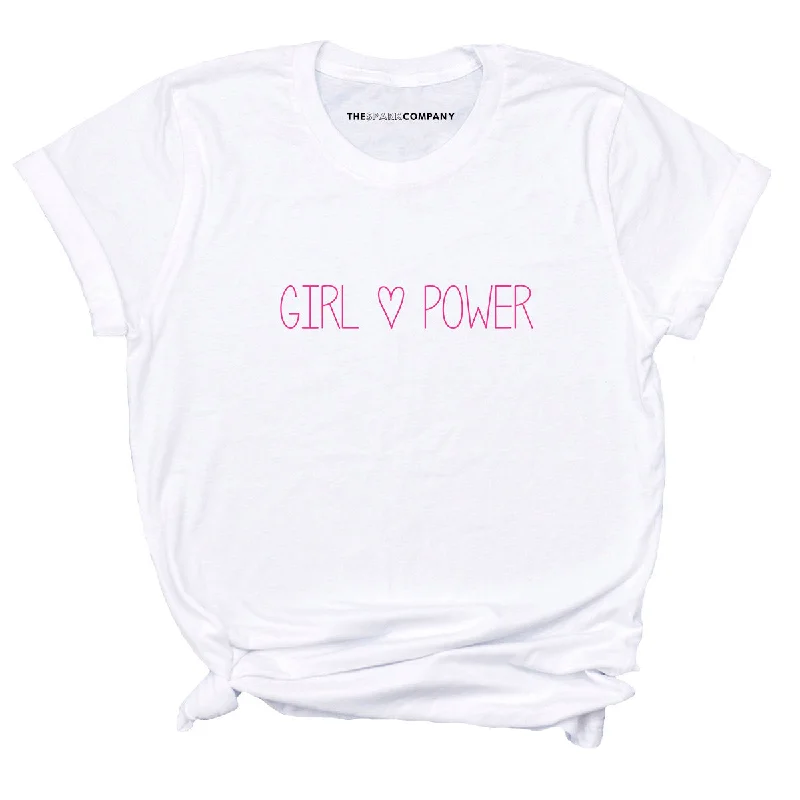 Girl Power Pink Feminist T-Shirt Notch Collar Peter Pan Collar Cowl Neck