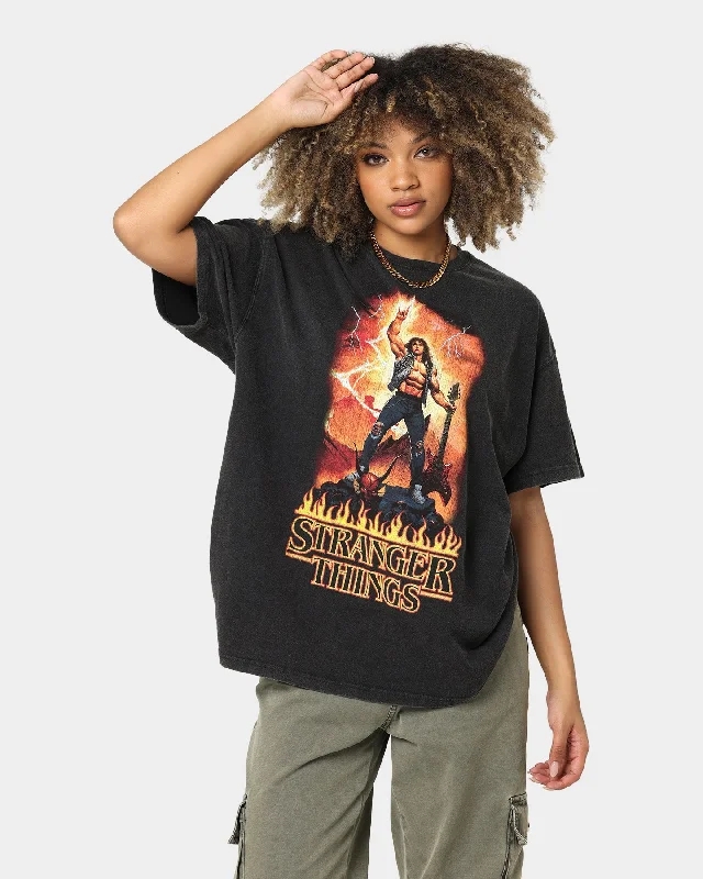 Goat Crew X Stranger Things Metal Vintage T-Shirt Vintage Black Iron Safe Non-Iron Wrinkle Free